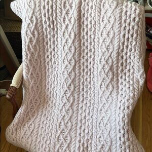 Wool cashmere blend Aran knit throw made in Ireland